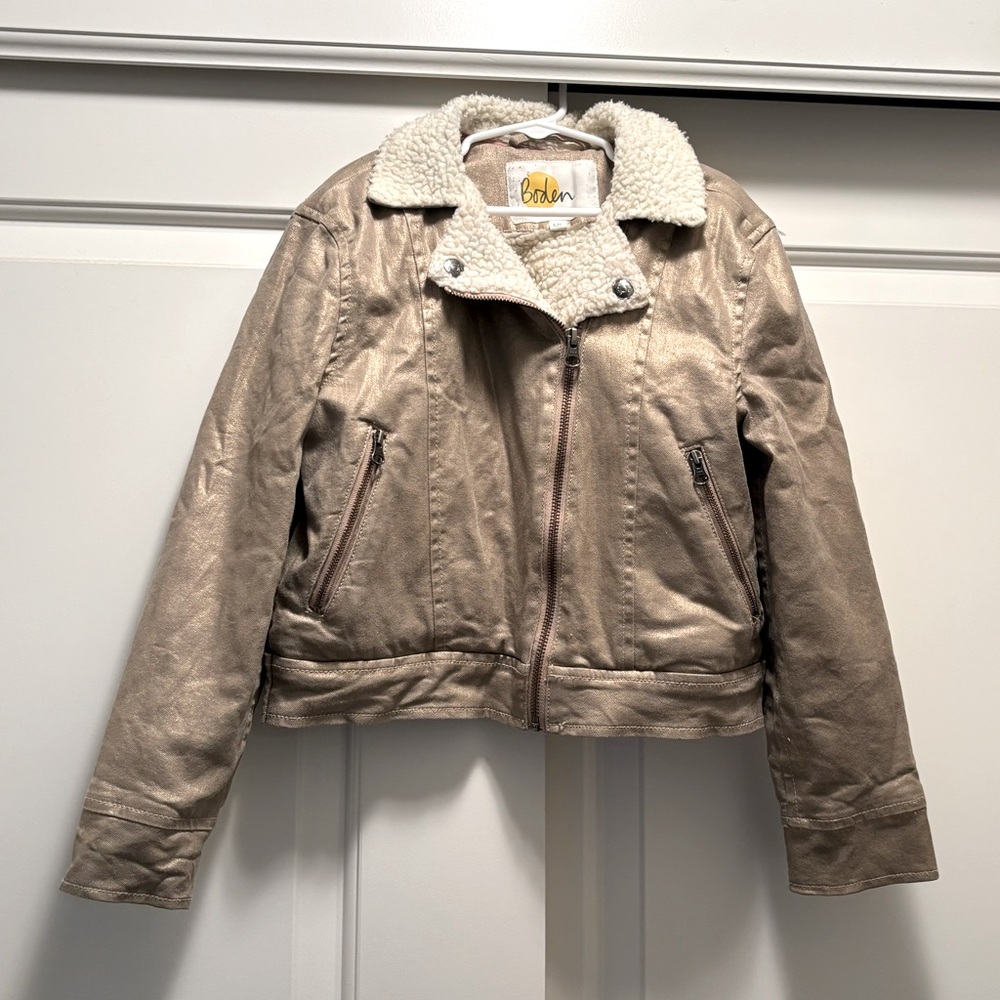 Mini Boden Sherpa lined coat, size 8-9Y